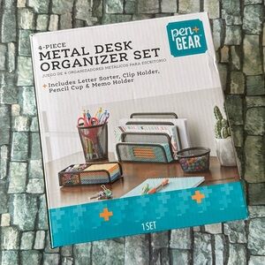 Pen+Gear Metal Desk Organizer Set, Black, 4 Pieces